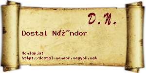 Dostal Nándor névjegykártya