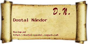 Dostal Nándor névjegykártya